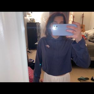 nike cropped blue thin hoodie